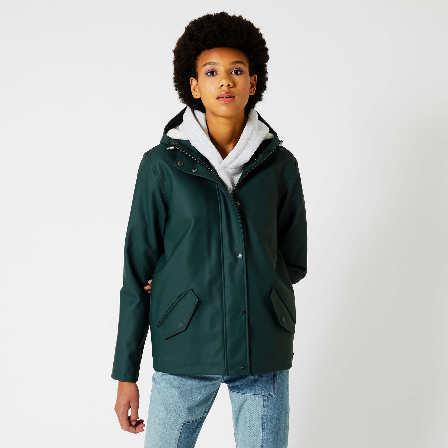 Women Teddy raincoat short ladies Hard 
