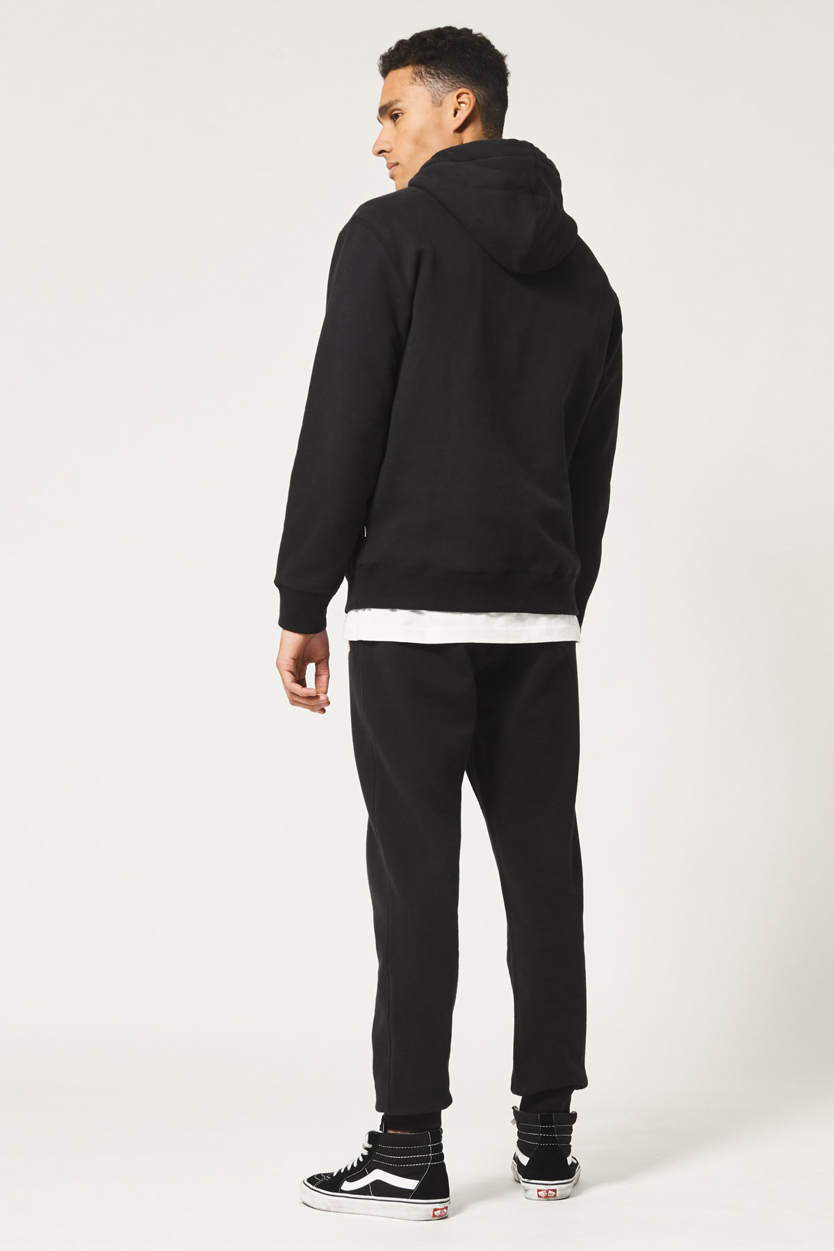 Men Hoodie with embroidered USA text Washed black