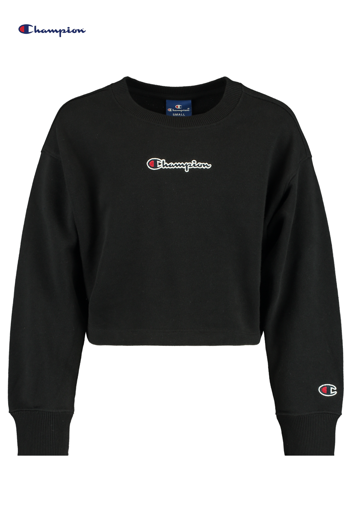 Filles Sweat-shirt Champion Crew Cropped Noir Acheter en Ligne