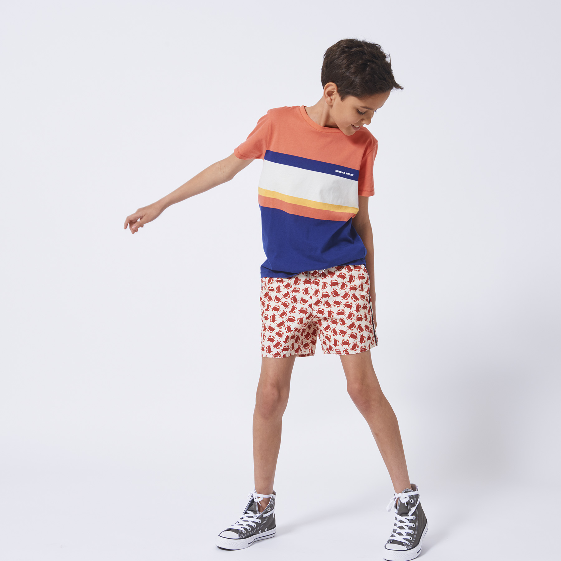 boys red swimming shorts