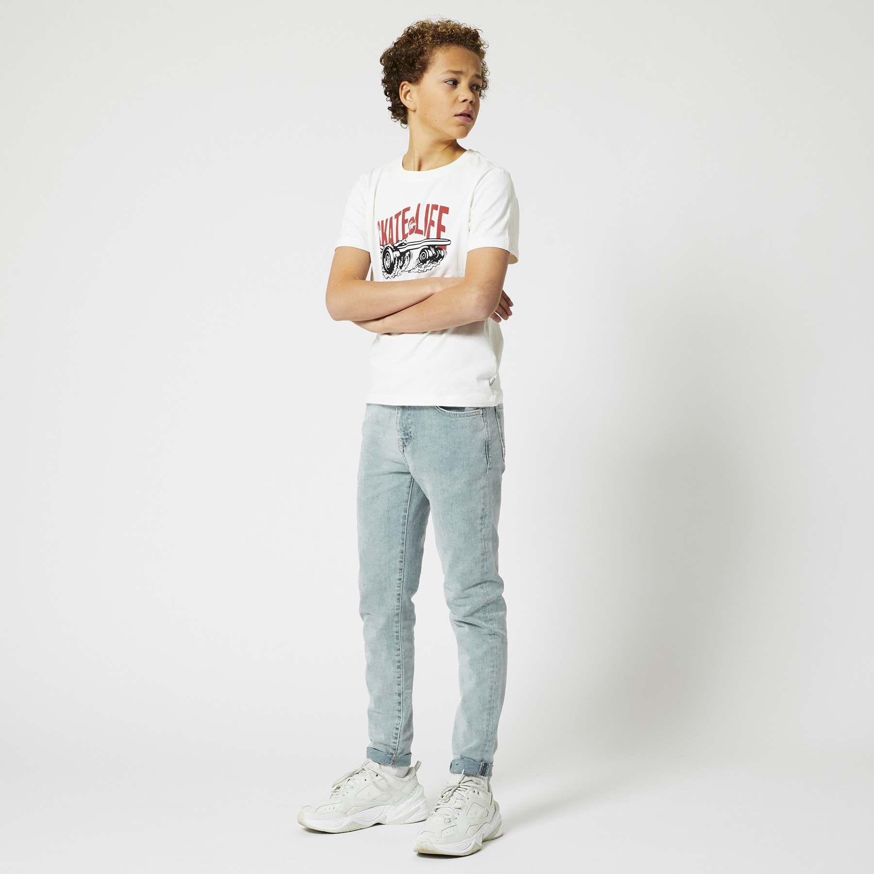 Jongens Skinny jeans bleached denim Blauw
