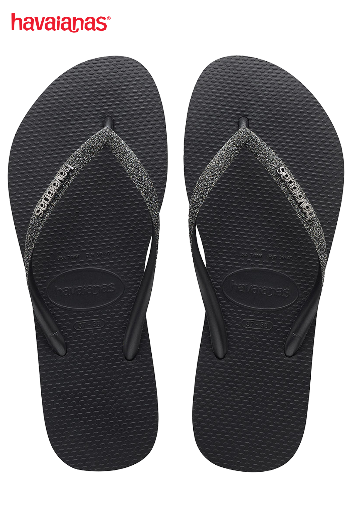 havaianas slim glitter noir