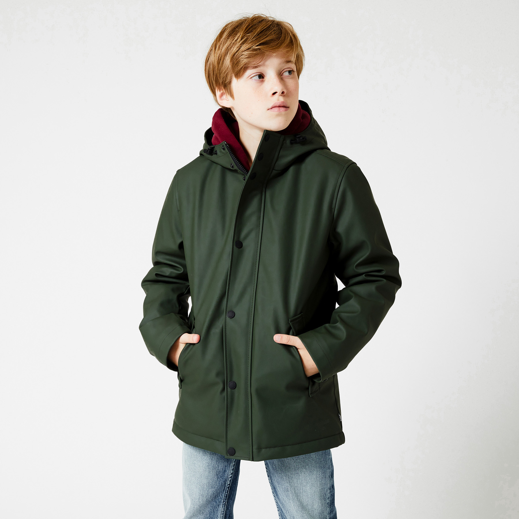 boys green rain jacket